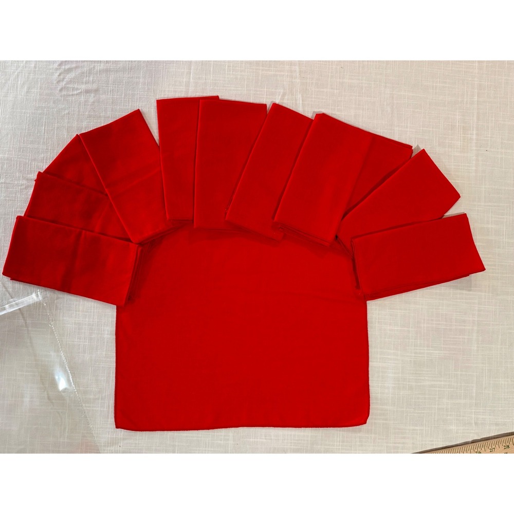 Set of 12 Red Linen Napkins Solid Square Dinner Table‎ Linens 16.5x16.5